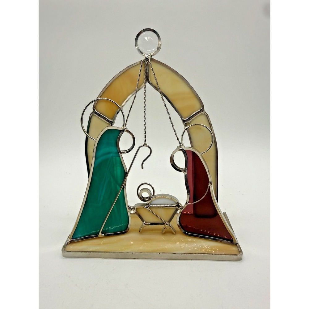 Handmade Stained Glass Nativity Scene‎ Medium Multicolor Christmas Decor